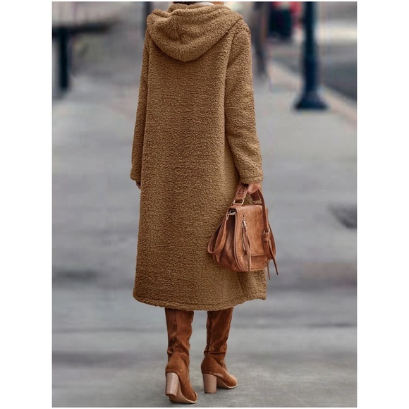 Cozy Teddy Hoodie Long Jacket Coat - Picture 4 of 4
